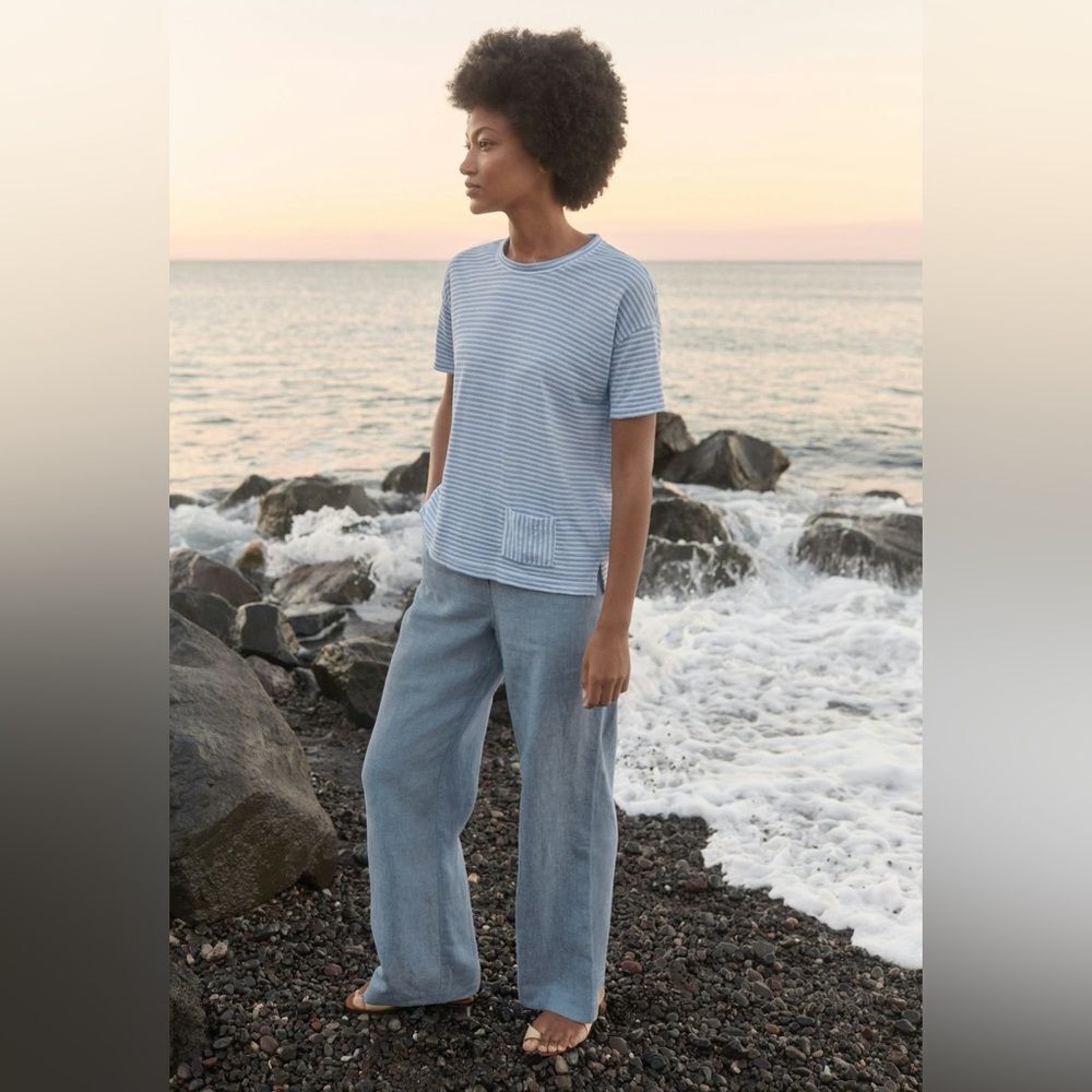 Poetry relaxed Straight Leg Linen Trousers Light Gray Size 4